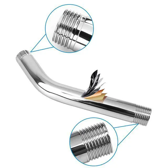 Alt view image 4 of 6 - NearMoon Shower Arm with Flange, Made of 304 Stainless Steel Shower Extension Extender Pipe, Wall-Mounted for Fixed Bathroom Showerhead, Never Rust (6 Inch, Chrome Finish)