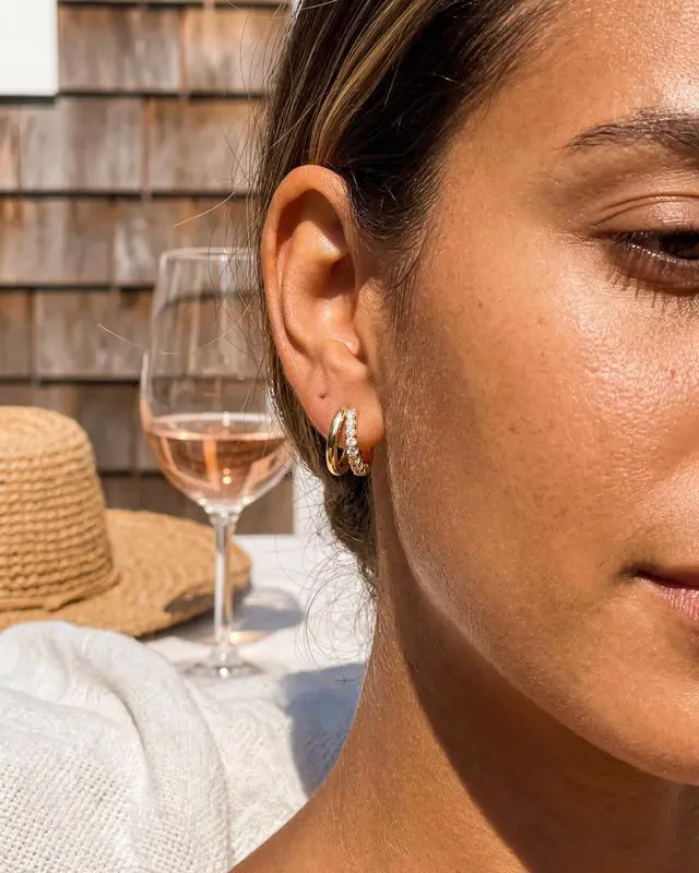 Alt view image 2 of 7 - MUMREUES 14K Gold Small Hoop Earrings for Women Trendy Dainty Hypoallergenic Sensitive Ears Huggie Stack Illusion Statement Fun Unique Summer Waterproof Cute Simple Minimalist Everyday Jewelry Gifts