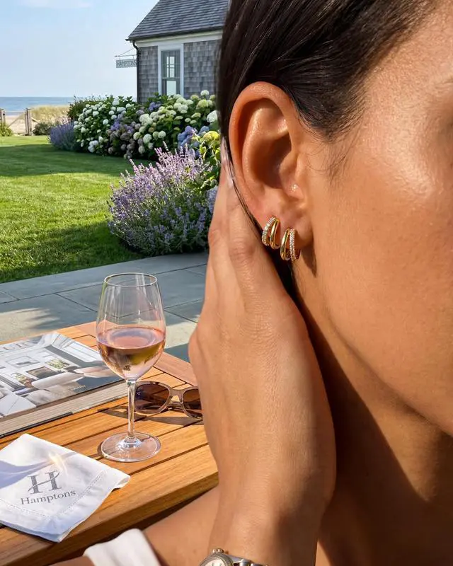 Alt view image 7 of 7 - MUMREUES 14K Gold Small Hoop Earrings for Women Trendy Dainty Hypoallergenic Sensitive Ears Huggie Stack Illusion Statement Fun Unique Summer Waterproof Cute Simple Minimalist Everyday Jewelry Gifts