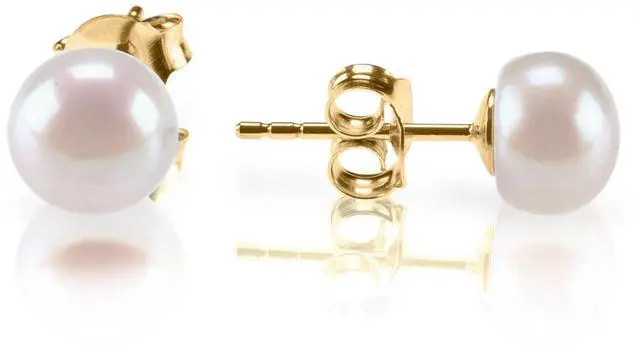 Main image of PAVOI 14K Yellow Gold Plated 925 Sterling Silver AAA Quality Freshwater Cultured Stud Pearl Earrings - 5.5mm