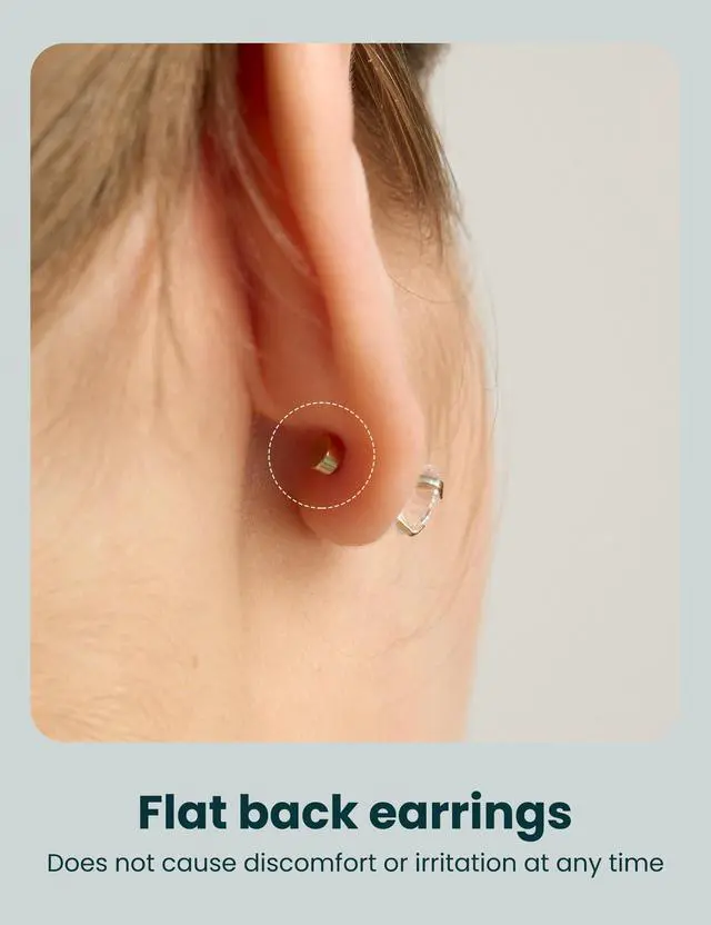 Alt view image 3 of 7 - 6 Pairs Hypoallergenic Cubic Zirconia Earrings Surgical Steel Flat Back Studs for Cartilage, Screw Back Fashion Jewelry