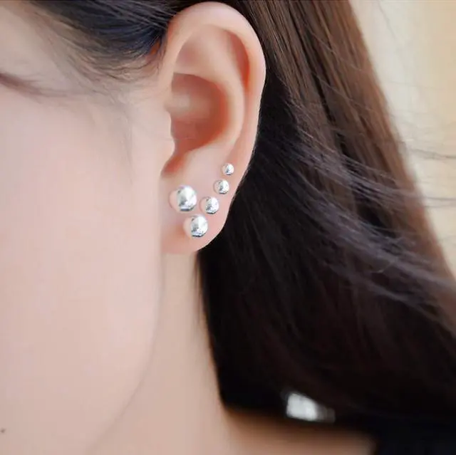 Alt view image 3 of 6 - Small Silver Stud Earrings for Women: Hypoallergenic Sterling Silver Round Ball Stud Earrings for Multiple Piercing 5 Pairs Cute Earrings Set 2mm 3mm 4mm 5mm 6mm