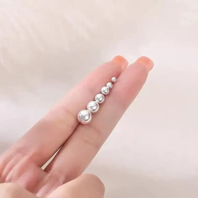 Alt view image 6 of 6 - Small Silver Stud Earrings for Women: Hypoallergenic Sterling Silver Round Ball Stud Earrings for Multiple Piercing 5 Pairs Cute Earrings Set 2mm 3mm 4mm 5mm 6mm
