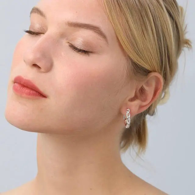 Alt view image 2 of 6 - Senteria 925 Sterling Silver Earrings Hoops for Women Lightweight Twisted Hoop Earrings With Cubic Zirconia Hypoallergenic Hoops Earrings (30MM)