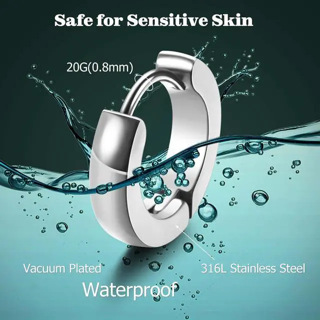 Alt view image 2 of 6 - Jstyle 6 Pairs Stainless Steel CZ Stud Earrings for Women Mens Huggie Hoop Earrings Ear Piercing