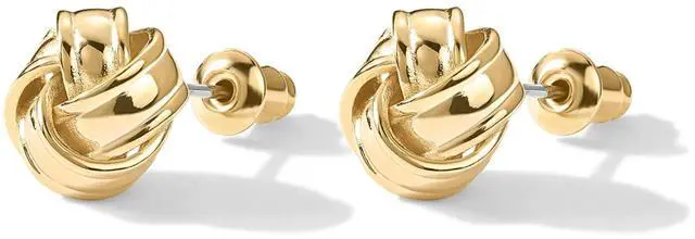 Alt view image 3 of 6 - PAVOI 14K Yellow Gold Plated 925 Sterling Silver Post Love Knot Stud Earrings | Gold Earrings for Women