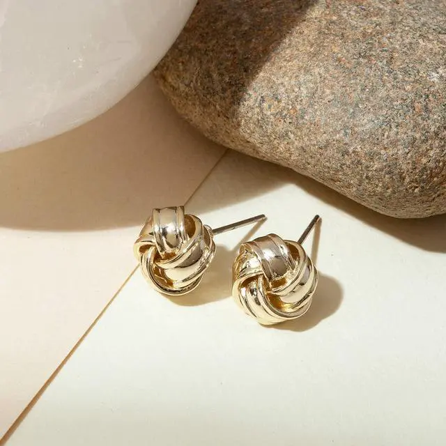 Alt view image 5 of 6 - PAVOI 14K Yellow Gold Plated 925 Sterling Silver Post Love Knot Stud Earrings | Gold Earrings for Women