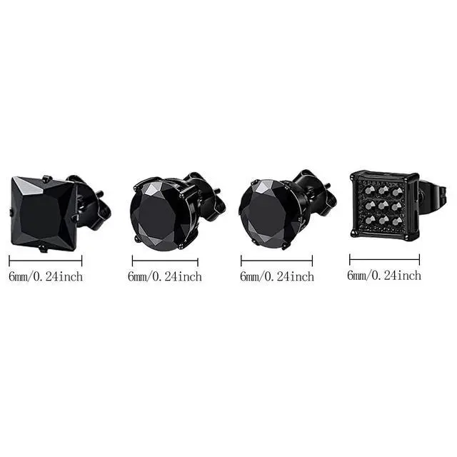 Alt view image 2 of 7 - NEWITIN 12 Pairs Stainless Steel Stud Earrings for Men Hypoallergenic Earring Unisex Studs Inlaid Cubic Zirconia Men Earrings Hoop CZ Stud Earring Set for Women