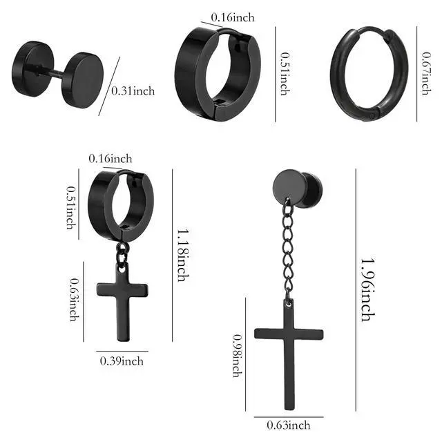 Alt view image 2 of 7 - NEWITIN 15 Pairs Stainless Steel Earrings for Men Women Stud Earring Set