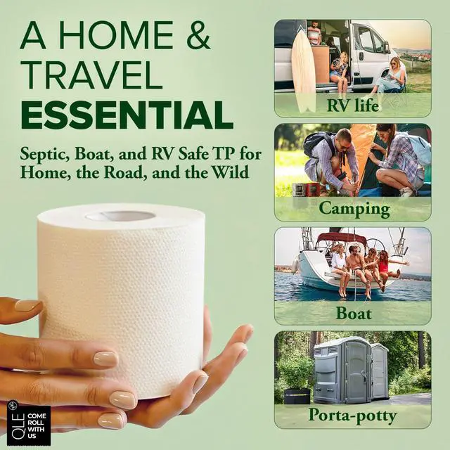 Alt view image 6 of 6 - QLE Bamboo Toilet Paper, 8 Pack, 3-Ply, 300 Sheets Per Roll, Organic, Chemical-Free, Hypoallergenic, Bamboo, Compostable, Septic Safe, FSC Certified