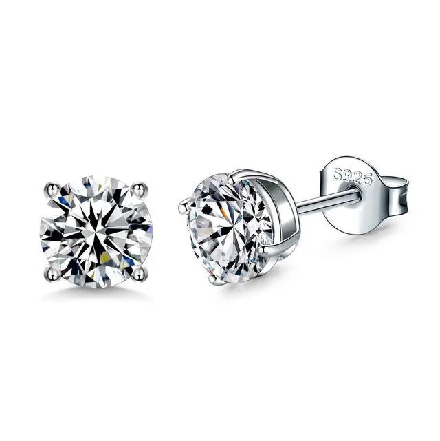Alt view image 6 of 7 - 925 Sterling Silver Stud earrings Set White Gold Plated Hypoallergenic Stud Earrings Cubic Zirconia Stud Earrings for Women (3mm4mm5mm6mm)