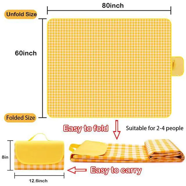 Alt view image 4 of 7 - LRUUIDDE Large 80"x 60" Beach Blanket, Outdoor Picnic Blankets, Waterproof Sandproof Portable Blankets, Foldable and Lightweight for Spring Summer Camping, Beach, Park (Blue)