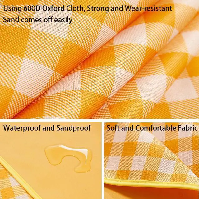 Alt view image 5 of 7 - LRUUIDDE Large 80"x 60" Beach Blanket, Outdoor Picnic Blankets, Waterproof Sandproof Portable Blankets, Foldable and Lightweight for Spring Summer Camping, Beach, Park (Blue)