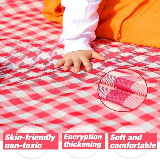 Alt view image 5 of 7 - LRUUIDDE Extra Large Picnic Blanket Beach Blankets, Outdoor Foldable Waterproof Sand Mat for Beach Camping Hiking Travel Family Concerts Grass Park Music Festival Lawn Mats (Red, 80x60inch)