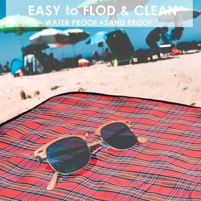 Alt view image 3 of 7 - GIVERARE Picnic Beach Blanket, XL Sandfree Waterproof Outdoor Camping Blankets, Quick Drying Family Mat, Portable Extra Large Mats for Travel, Hiking, Music Festival, Lawn-Red
