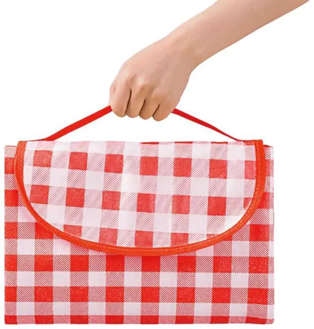 Main image of Soulagers Portable Picnic Blanket, Waterproof Sandproof Foldable Outdoor Mat with Handle for Beach, Camping, Hiking, Travel, and Family Concerts, Red