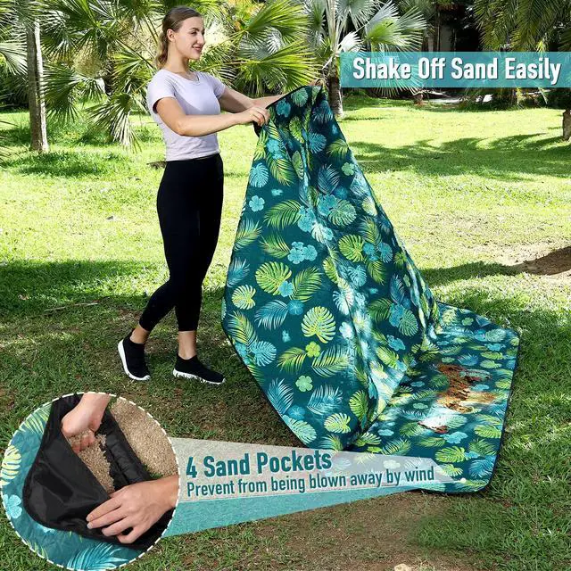 Alt view image 5 of 6 - PY SUPER MODE Picnic Blankets Extra Large, Waterproof Foldable Outdoor Beach Blanket Oversized 83x79 Sandproof, 3-Layer Picnic Mat for Camping, Hiking, Travel, Park, Concerts(Yellow Flowers)