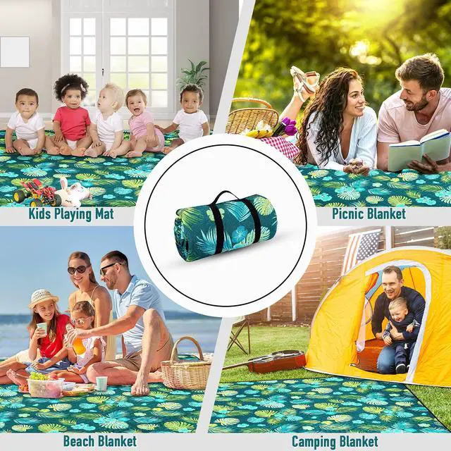 Alt view image 6 of 6 - PY SUPER MODE Picnic Blankets Extra Large, Waterproof Foldable Outdoor Beach Blanket Oversized 83x79 Sandproof, 3-Layer Picnic Mat for Camping, Hiking, Travel, Park, Concerts(Yellow Flowers)