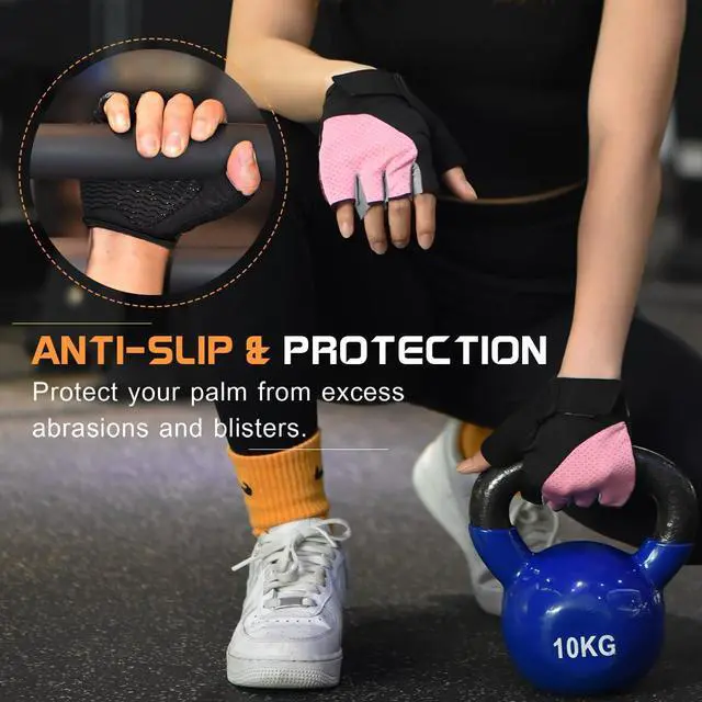 Alt view image 5 of 7 - sunnex Workout Gloves for Women - Breathable Weight Lifting Gloves with Non-Slip Silicone Padding, Fingerless Gym Gloves for Cycling, Rowing, Pull Ups & Training (4 Sizes)