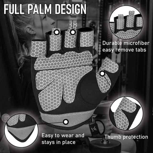 Alt view image 2 of 7 - WESTWOOD FOX Weight Lifting Gloves for Men Women Gym Gloves with Wrist Wrap Support for Workout Training Exercise Fitness Hanging, Pull ups for Dumbbell, Cycling (Blacks, Medium)