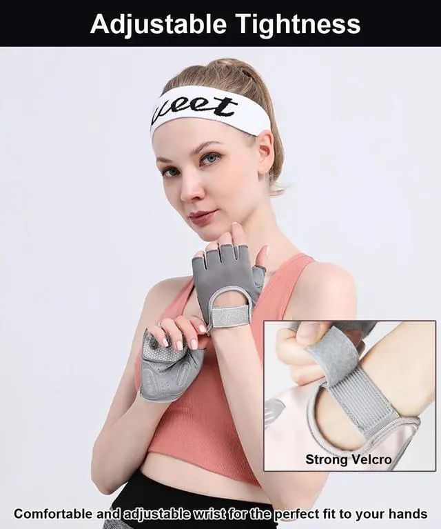 Alt view image 3 of 7 - SUJAYU Workout Gloves for Women & Men, Anti-Slip Fingerless Gloves for Weightlifting & Cycling, Pink, Medium