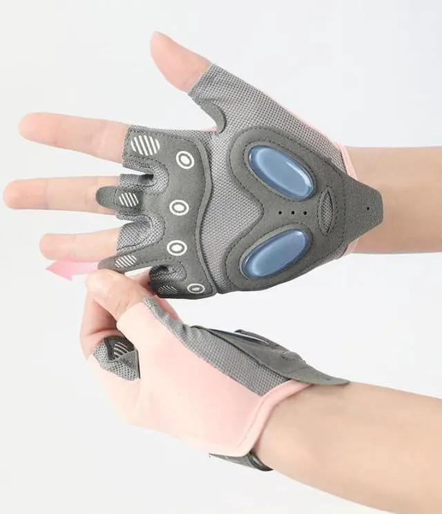 Alt view image 4 of 7 - HinyBoeh Women's Workout-Gloves Fingerless-Breathable-Mesh-Gloves with Non-Slip Grip for Cycling Gym Fitness