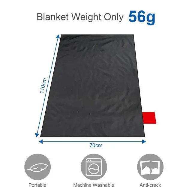 Alt view image 4 of 7 - Ainiv Picnic Blanket, Mini Pocket Beach Mat 27.5 x 43.3IN (1-2 People) Foldable, Lightweight Waterproof Sand Free, Foldable Thin Ground Sheet for Outdoor Camping Hiking Travel - with Hand Strap