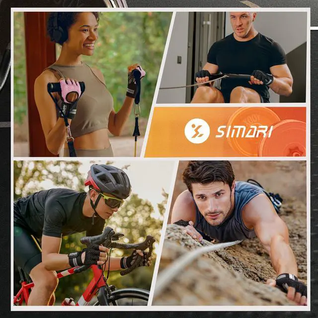 Alt view image 6 of 6 - SIMARI Breathable Workout Gloves for Men Women, Padded Weight Lifting Gloves with Wrist Wraps Support, Full Palm Protection, Grip for Gym Training, Fitness, Weightlifting, Exercise Fingerless Black