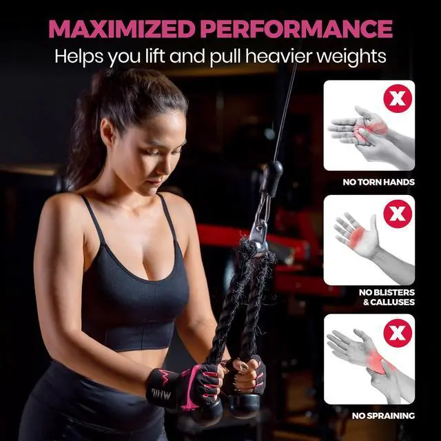 Alt view image 4 of 7 - MhIL Workout Gloves for Women Breathable Gym Gloves for Women with Palm Protection and Enhanced Grip Padded Weight Lifting Glove for Womens with Wrist Wraps Support Weightlifting Exercise Cycling