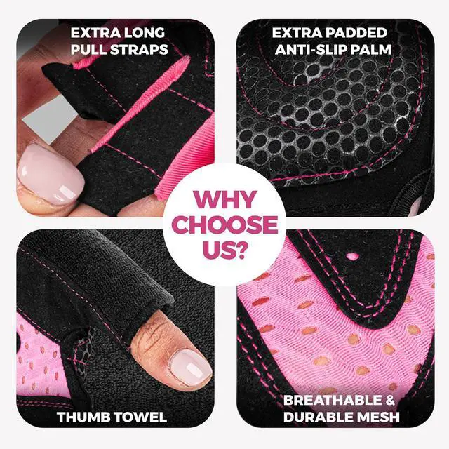 Alt view image 3 of 7 - MhIL Workout Gloves for Women Breathable Gym Gloves for Women with Palm Protection and Enhanced Grip Padded Weight Lifting Glove for Womens with Wrist Wraps Support Weightlifting Exercise Cycling