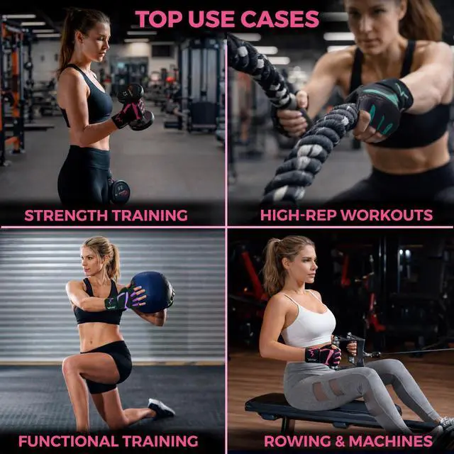 Alt view image 7 of 7 - MhIL Workout Gloves for Women Breathable Gym Gloves for Women with Palm Protection and Enhanced Grip Padded Weight Lifting Glove for Womens with Wrist Wraps Support Weightlifting Exercise Cycling