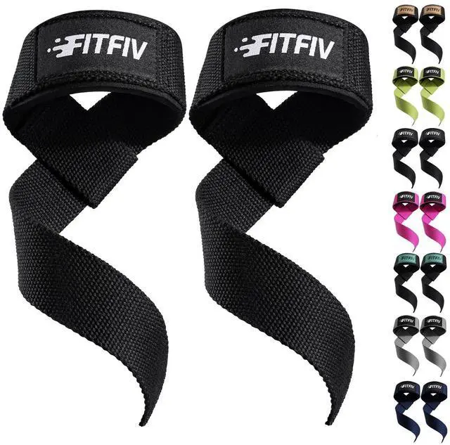 Main image of FITFIV Lifting Straps for Weightlifting, Lifting Wrist Straps for Gym Strength Training, Neoprene-padded Wrist Cushion - Men & Women
