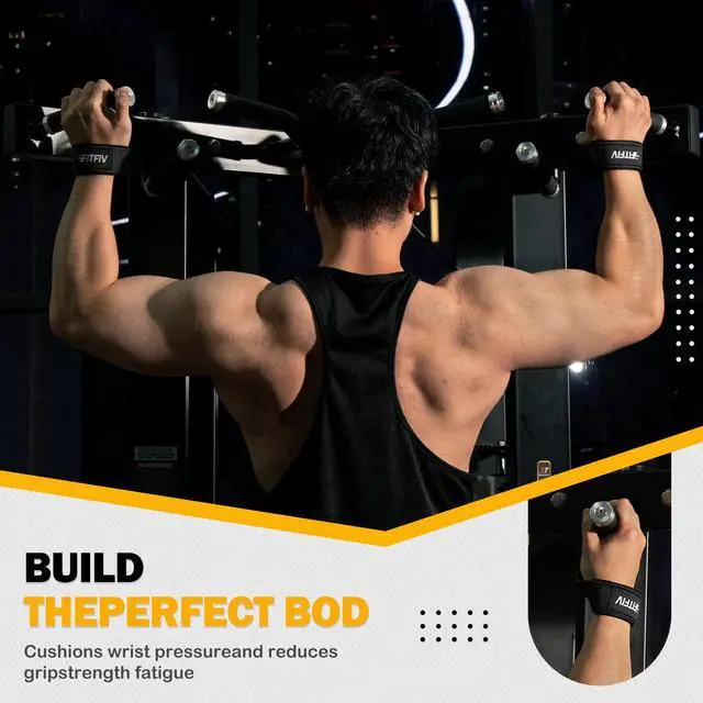 Alt view image 3 of 7 - FITFIV Lifting Straps for Weightlifting, Lifting Wrist Straps for Gym Strength Training, Neoprene-padded Wrist Cushion - Men & Women