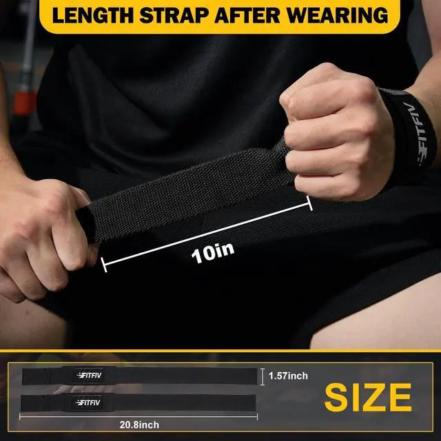 Alt view image 2 of 7 - FITFIV Lifting Straps for Weightlifting, Lifting Wrist Straps for Gym Strength Training, Neoprene-padded Wrist Cushion - Men & Women