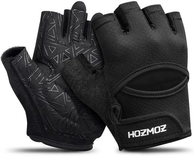 Main image of HOZMOZ Ventilated Weight Lifting Gloves, Thick Padded Workout Gym Gloves with Full Palm Protection & Grip & Shock Absorption for Women & Men's Fitness Exercise Training