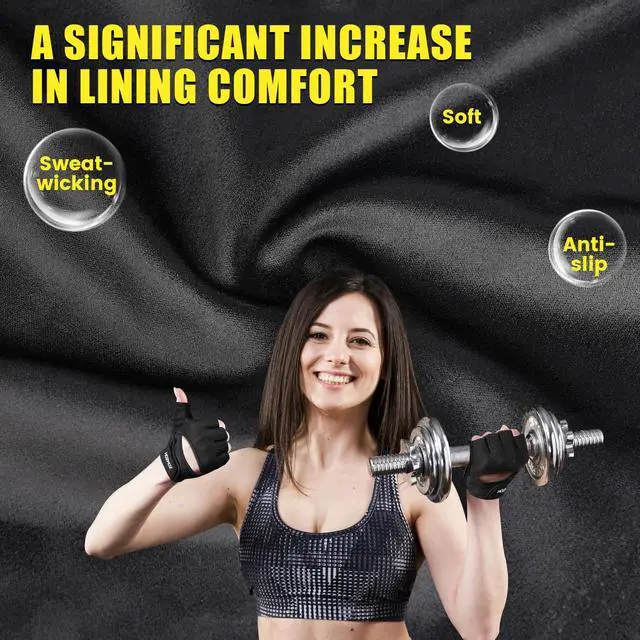Alt view image 5 of 6 - HOZMOZ Ventilated Weight Lifting Gloves, Thick Padded Workout Gym Gloves with Full Palm Protection & Grip & Shock Absorption for Women & Men's Fitness Exercise Training