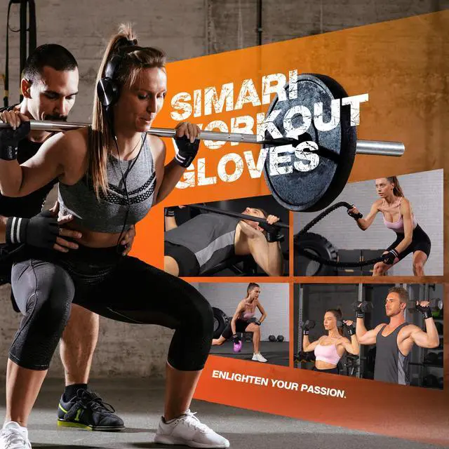 Alt view image 6 of 7 - SIMARI Workout Gym Gloves for Men Women, Weight Lifting Gloves with Wrist Wrap Support, SBR Pad Grip for Full Palm Protection, for Exercise, Fitness, Dumbbells, Barbell, Climbing, Fingerless