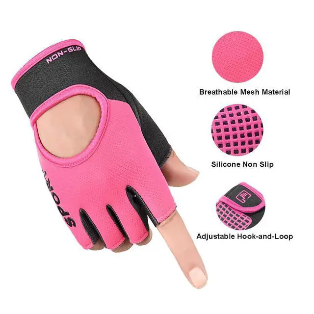 Alt view image 2 of 6 - HinyBoeh Workout-Gloves for Men & Women - Fingerless Gym Gloves with Non-Slip Palm Breathable Lightweight for Weightlifting Cycling Sport