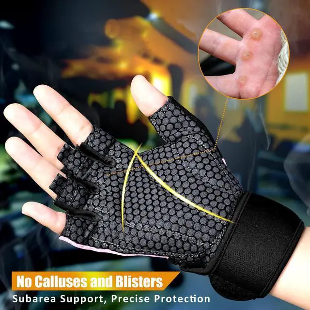 Alt view image 7 of 7 - ihuan Breathable Weight Lifting Gloves: Fingerless Workout Gym | Wrist Support | Enhance Palm Protection | Extra Grip for Fitness| Training | Rowing | Pull-ups
