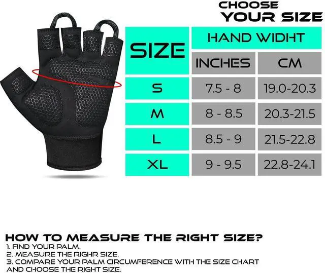 Alt view image 6 of 6 - BEAST RAGE Workout Gloves for Men, Durable Palm Grip Gym Gloves Women Half Finger Elasticated Training Weight Lifting Strength Bodybuilding Anti Slip Cycling Glove Exercise (Jet Black, M)