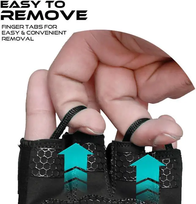 Alt view image 5 of 6 - BEAST RAGE Workout Gloves for Men, Durable Palm Grip Gym Gloves Women Half Finger Elasticated Training Weight Lifting Strength Bodybuilding Anti Slip Cycling Glove Exercise (Jet Black, M)