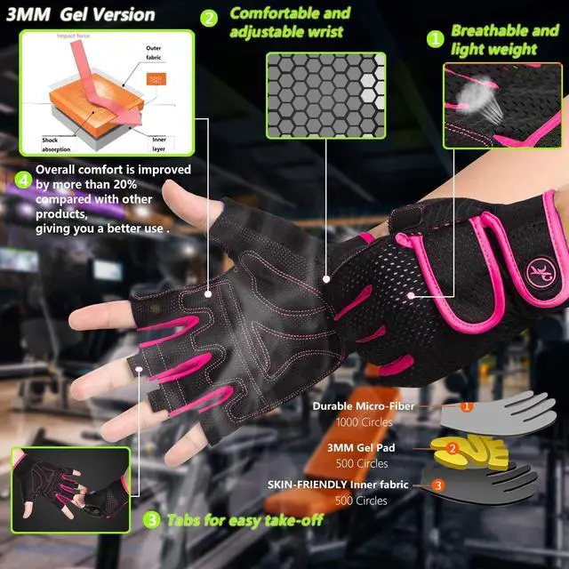 Alt view image 2 of 7 - MOREOK Workout Gloves Padded Weight Lifting Gloves for Men/Women Pink-S