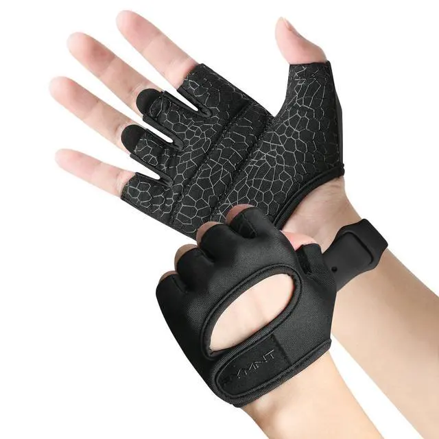 Alt view image 2 of 6 - RYMNT Minimal Weight Lifting Gloves,Short Micro Workout Gloves Grip Pads with Full Palm Protection & Extra Grip for Men Women Weightlifting,Gym,Exercise Training.BK-Medium