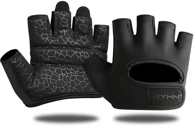 Main image of RYMNT Minimal Weight Lifting Gloves,Short Micro Workout Gloves Grip Pads with Full Palm Protection & Extra Grip for Men Women Weightlifting,Gym,Exercise Training.BK-Medium