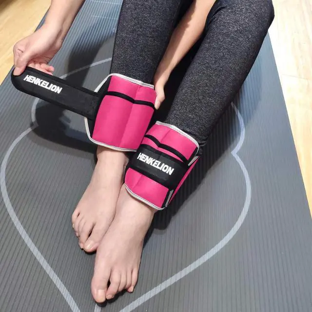Alt view image 5 of 7 - Henkelion Adjustable Wrist/Ankle Weights 1 Pair 6 Lbs For Women Men Kids, Strength Training Set For Gym, Fitness Workout, Running, Lifting Exercise Leg - each 3 Lbs Pink