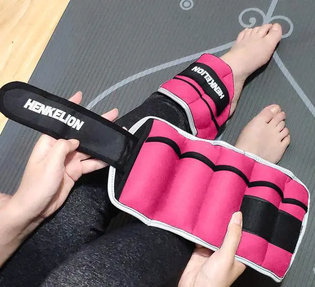 Alt view image 6 of 7 - Henkelion Adjustable Wrist/Ankle Weights 1 Pair 6 Lbs For Women Men Kids, Strength Training Set For Gym, Fitness Workout, Running, Lifting Exercise Leg - each 3 Lbs Pink