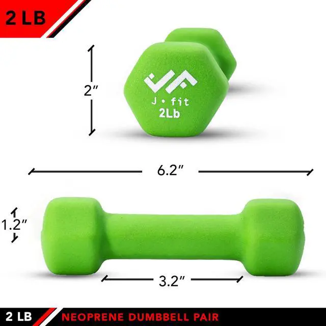Alt view image 2 of 6 - JFIT Neoprene Dumbbell (Set of 2), 2 LBS