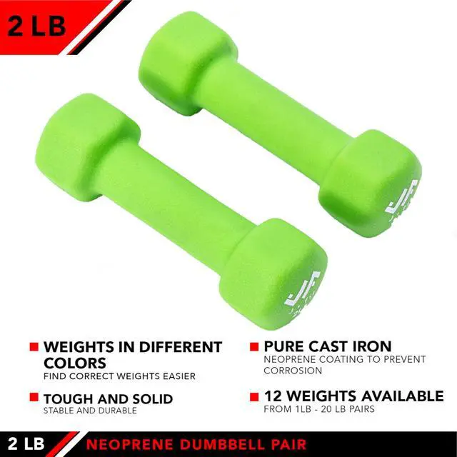 Alt view image 4 of 6 - JFIT Neoprene Dumbbell (Set of 2), 2 LBS