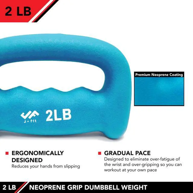 Alt view image 3 of 6 - JFIT Neoprene D-Grip Dumbbell Weight, 2LB, 2 Pound