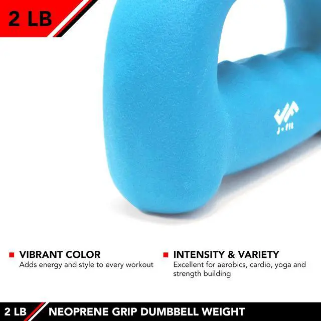 Alt view image 5 of 6 - JFIT Neoprene D-Grip Dumbbell Weight, 2LB, 2 Pound